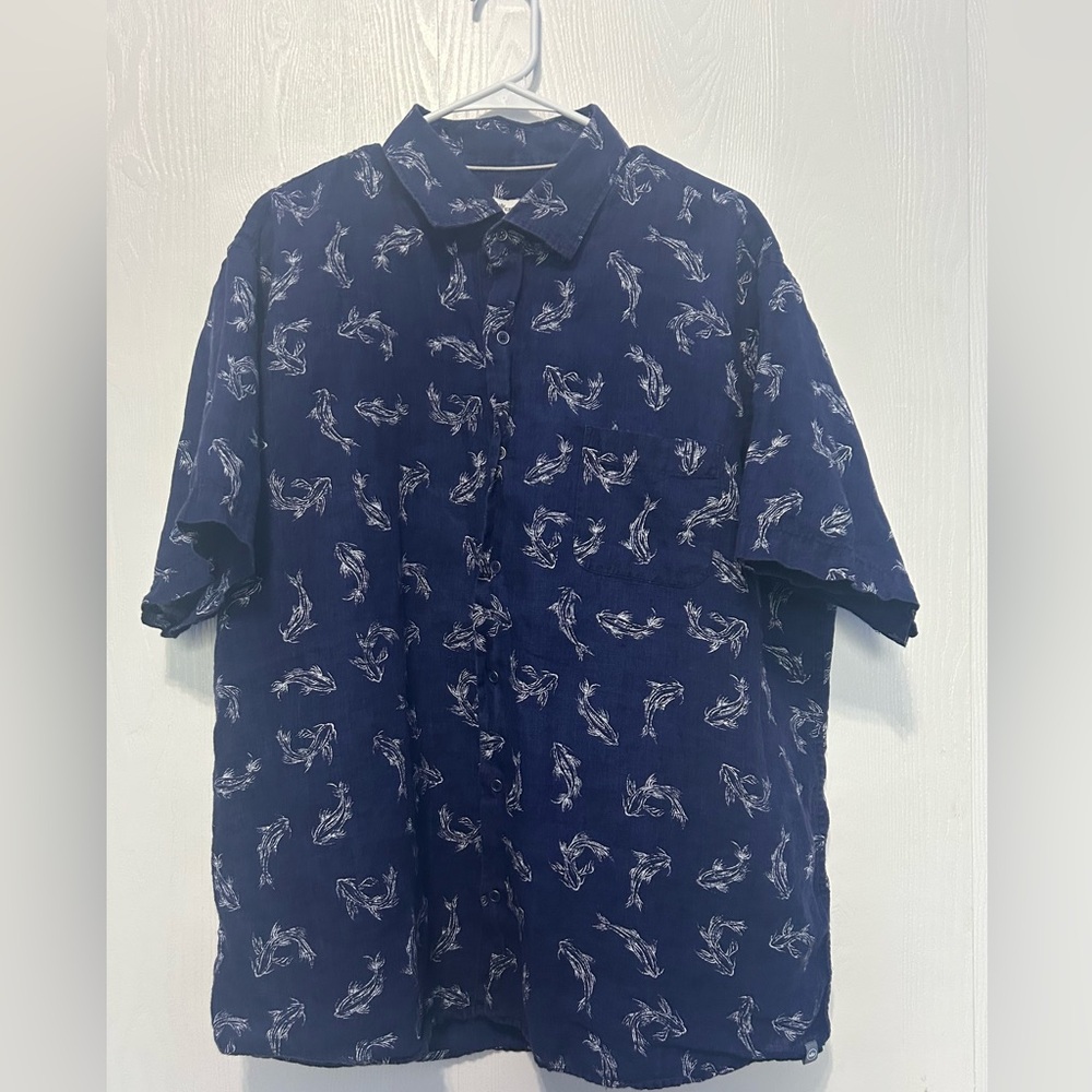 Peter Millar Men’s Navy Secret Cove Linen Sport Shirt Size XL